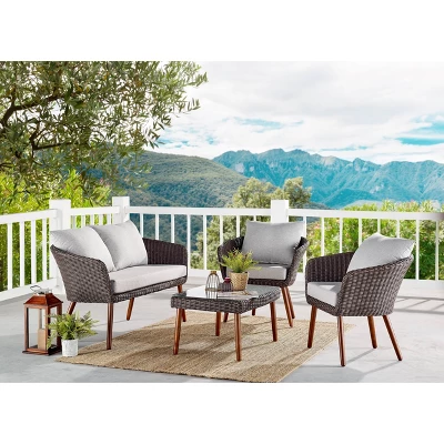 All-Weather Wicker Athens Outdoor 2-Seat Bench With Cushions Brown - Alaterre Furniture 9 All-Weather Wicker Athens Outdoor 2-Seat Bench With Cushions Brown - Alaterre Furniture - Image 9