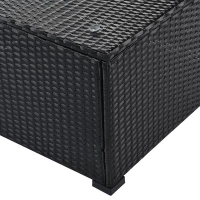 5pc Wicker Patio Sectional Seating Set With Cushions - Black/Blue - GODEER 15 5pc Wicker Patio Sectional Seating Set With Cushions - Black/Blue - GODEER - Image 15