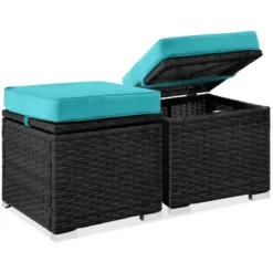 Best Choice Products Set Of 2 Wicker Ottomans, Multipurpose Furniture W/ Removable Cushions, Steel Frame -Deals Patio Elegance Store GUEST 016b329a 169a 4884 b126 1b6cbdc09f89