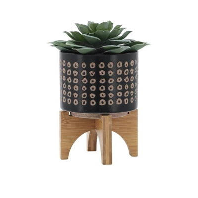 5.25" Ceramic Planter On Stand Brown - Sagebrook Home 2 5.25" Ceramic Planter On Stand Brown - Sagebrook Home - Image 2