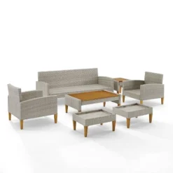 Capella 7pc Outdoor Wicker Sofa Set - Gray - Crosley -Deals Patio Elegance Store GUEST 026d8059 ce22 40b2 bb9d 415f44acc98c