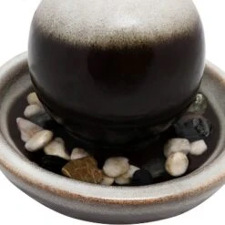 Sunnydaze Decor Sunnydaze Indoor Home Office Tabletop Modern Orb Smooth Glazed Ceramic Water Fountain Feature - 7" - Dark Brown -Deals Patio Elegance Store GUEST 02991cff 686e 4cac 8940 cf502d020873