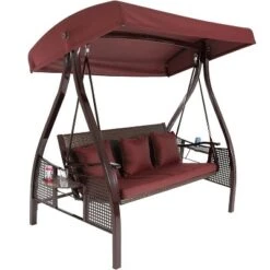 Sunnydaze Decor Sunnydaze Outdoor Deluxe 3-Person Patio Swing With Tilting Canopy Shade, Cushions And Side Tables -Deals Patio Elegance Store GUEST 02c04973 0701 4ecc a8b1 ca0bced18056