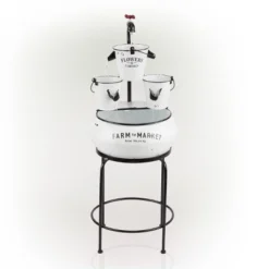 36" Buckets With Faucet Tabletop Fountain White - Alpine Corporation