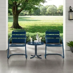 Brighton 3pc Metal Conversation Seating Set - Navy - Crosley -Deals Patio Elegance Store GUEST 0384948f 8ed6 40d7 8873 a85f08afc21b