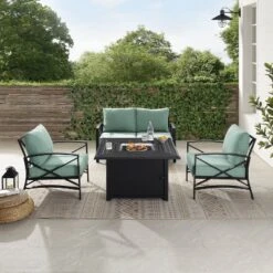 Kaplan 4pc Outdoor Conversation Set With Dante Fire Table - Mist - Crosley -Deals Patio Elegance Store GUEST 03d8ea6d 9140 4cc8 8672 d4d6725e86a4