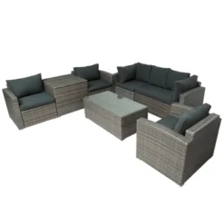 7pc Wicker Patio Seating Set With Storage Box - Gray - GODEER 19 7pc Wicker Patio Seating Set With Storage Box - Gray - GODEER -Deals Patio Elegance Store GUEST 041714f9 6ef3 4c0e ae28 a34088ee5922