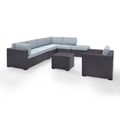 Biscayne 6pc Outdoor Wicker Sectional Set - Mist - Crosley -Deals Patio Elegance Store GUEST 04b1b7e9 dd50 4ce8 8f67 6c3bce258fee