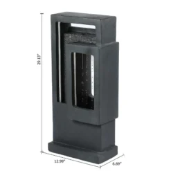 LuxenHome Gray Resin Column Outdoor Fountain With LED Light -Deals Patio Elegance Store GUEST 052cbc0a 5506 40d7 bf3d 82508acc26ea