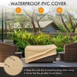 Costway 8PCS Patio Rattan Furniture Set Fire Pit Table Tank Holder Cover Deck Off White/Black/Navy/Red/Turquoise -Deals Patio Elegance Store GUEST 055ea75f 387d 40da 8c8e 3432f0afde3f