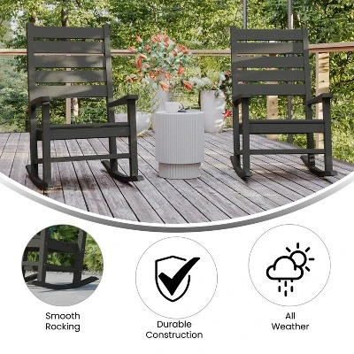 Emma And Oliver Set Of 2 Contemporary Rocking Chairs, All-Weather HDPE Indoor/Outdoor Rockers 5 Emma And Oliver Set Of 2 Contemporary Rocking Chairs, All-Weather HDPE Indoor/Outdoor Rockers - Image 5