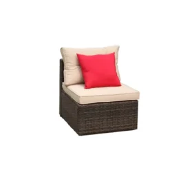 5pc Wicker Patio Sectional Seating Set With Shallow Cushions - Brown - GODEER -Deals Patio Elegance Store GUEST 0692805f b68c 4735 a11b df49409a9b9f