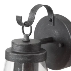 10" Metal/Glass Outdoor Wall Lamp Black/Silver - LNC -Deals Patio Elegance Store GUEST 072921e6 8a31 4e41 bb3c 95d769f00d5b