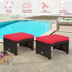Costway 2PCS Patio Rattan Ottoman Cushioned Seat Foot Rest Furniture TurquoiseRedWhite 17 Costway 2PCS Patio Rattan Ottoman Cushioned Seat Foot Rest Furniture TurquoiseRedWhite -Deals Patio Elegance Store GUEST 072a3749 7876 407c bdb8 4d0af0e0076e