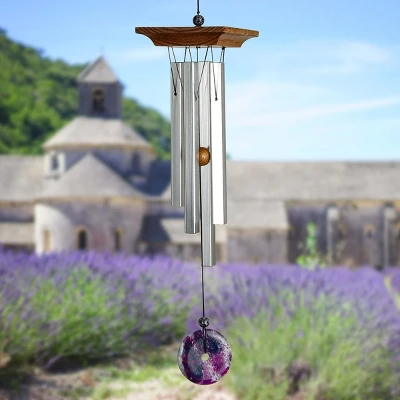 Woodstock Wind Chimes Signature Collection, Woodstock Amethyst Chime, Small 21'' Silver Wind Chime WYBR 1 Woodstock Wind Chimes Signature Collection, Woodstock Amethyst Chime, Small 21'' Silver Wind Chime WYBR