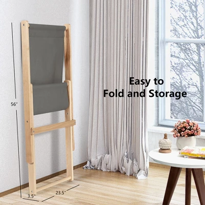 Costway Foldable Wood Beach Sling Chair 3-Position Adjustable Beech Chair W/Free Cushion 6 Costway Foldable Wood Beach Sling Chair 3-Position Adjustable Beech Chair W/Free Cushion - Image 6