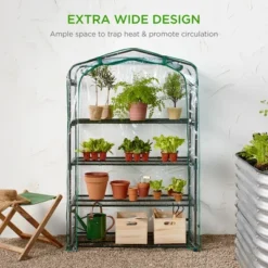 Best Choice Products 40in Wide 4-Tier Mini Greenhouse, Portable Indoor Outdoor Arboretum For Yard W/ Steel Shelves -Deals Patio Elegance Store GUEST 08019793 9fdf 471c 884f 18d3db9721f4
