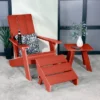 Italica 3pc Set With Modern Adirondack Chair, Side Table & Folding Ottoman - Rustic Red - Highwood