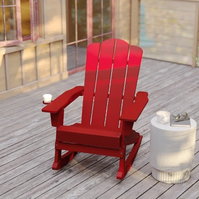 Flash Furniture Newport HDPE Adirondack Chair With Cup Holder And Pull Out Ottoman, All-Weather HDPE Indoor/Outdoor Chair 3 Flash Furniture Newport HDPE Adirondack Chair With Cup Holder And Pull Out Ottoman, All-Weather HDPE Indoor/Outdoor Chair - Image 3