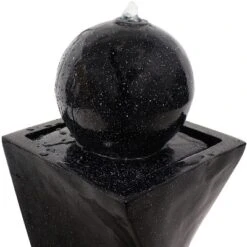 Sunnydaze Decor Sunnydaze Outdoor Polyresin Solar Powered Black Ball Water Fountain Feature With LED Light - 30" - Black -Deals Patio Elegance Store GUEST 0971a317 7ad4 4eb8 8235 2bfb1175e0ae