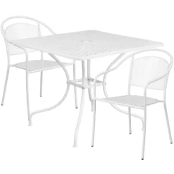 Flash Furniture Oia Commercial Grade 35.5" Square Indoor-Outdoor Steel Patio Table Set With 2 Round Back Chairs -Deals Patio Elegance Store GUEST 0a72e5ca 1acd 423e 8e32 29a45451a060