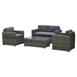 Outsunny 4-Piece Rattan Wicker Furniture Set, Outdoor Cushioned Conversation Furniture With 2 Chairs, Loveseat, And Glass Coffee Table 17 Outsunny 4-Piece Rattan Wicker Furniture Set, Outdoor Cushioned Conversation Furniture With 2 Chairs, Loveseat, And Glass Coffee Table -Deals Patio Elegance Store GUEST 0afe6fd8 07e7 4d63 9af3 a98021fed9c6