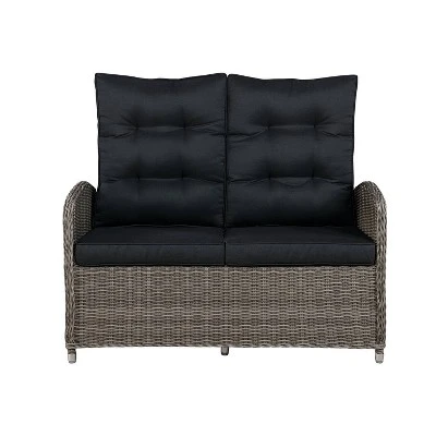 Monaco Outdoor 2 Seat Reclining Bench - Gray - Alaterre Furniture 1 Monaco Outdoor 2 Seat Reclining Bench - Gray - Alaterre Furniture