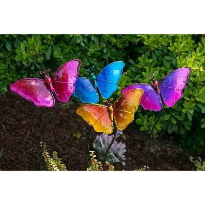 4pk 26" Resin/Glass Butterfly Garden Stakes - Exhart 6 4pk 26" Resin/Glass Butterfly Garden Stakes - Exhart - Image 6