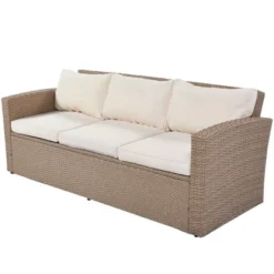 4pc Outdoor Wicker Conversation Set With Cushions - Beige - GODEER -Deals Patio Elegance Store GUEST 0b77e44c 3574 40b9 b244 884865d45adc