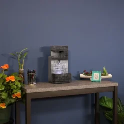 Sunnydaze Decor Sunnydaze Indoor Home Office Polyresin Modern Tiered Brick Wall Tabletop Water Fountain With LED Light - 13" -Deals Patio Elegance Store GUEST 0b79dc22 898b 4bce a783 c49e3d065a41