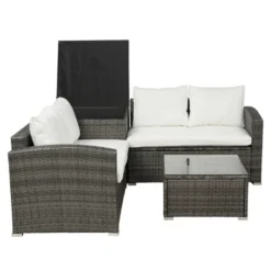 4pc Wicker Patio Conversation Set With Cushions - Gray/Beige - GODEER 21 4pc Wicker Patio Conversation Set With Cushions - Gray/Beige - GODEER -Deals Patio Elegance Store GUEST 0c00367c 0b31 47e7 8b67 855c074c6791