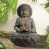Teamson Home Buddha Outdoor Waterfall Fountain With LED Lights, Gray