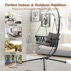 Costway Hanging Swing Hammock Chair With Stand Metal Frame Woven Backrest Seat Cushions -Deals Patio Elegance Store GUEST 0c5326c8 ca98 4b15 8d42 20ac2dd69397