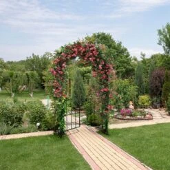 Costway Garden Arch Arbor Trellis With Gate 7.5 Ft Patio Archway Pergola For Wedding 11 Costway Garden Arch Arbor Trellis With Gate 7.5 Ft Patio Archway Pergola For Wedding -Deals Patio Elegance Store GUEST 0c890e14 7a7e 481b 831b caf9f5e8ef0a