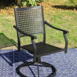 5pc Outdoor Dining Set With Swivel Chairs With Cushions & Round Metal Table With Umbrella Hole - Black - Captiva Designs 15 5pc Outdoor Dining Set With Swivel Chairs With Cushions & Round Metal Table With Umbrella Hole - Black - Captiva Designs -Deals Patio Elegance Store GUEST 0d518c31 4efb 46d1 af69 2700816fbdcd