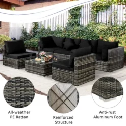 Costway 7PCS Patio Rattan Furniture Set Sectional Sofa Garden Black Cushion 15 Costway 7PCS Patio Rattan Furniture Set Sectional Sofa Garden Black Cushion -Deals Patio Elegance Store GUEST 0da17900 2993 4251 8e6f 9578fd3302c2