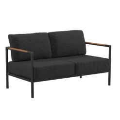 Flash Furniture Indoor/Outdoor Patio Loveseat With Cushions - Modern Aluminum Framed Loveseat With Teak Accent Arms -Deals Patio Elegance Store GUEST 0e50ae8e 089c 465b 82ba b049525e36f6 1