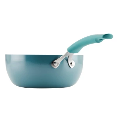 Rachael Ray Cook + Create Aluminum Nonstick Saucier Pan 3qt Agave Blue 6 Rachael Ray Cook + Create Aluminum Nonstick Saucier Pan 3qt Agave Blue - Image 6