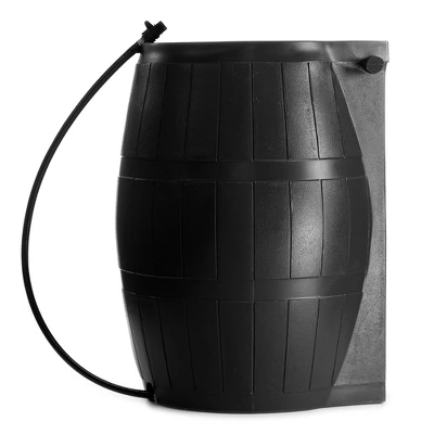 FCMP Outdoor RC4000-BLK 50 Gallon Flat Back Outdoor Home Rain Catcher Water Storage Collection Barrel For Watering Outdoor Plants And Gardens, Black 2 FCMP Outdoor RC4000-BLK 50 Gallon Flat Back Outdoor Home Rain Catcher Water Storage Collection Barrel For Watering Outdoor Plants And Gardens, Black - Image 2