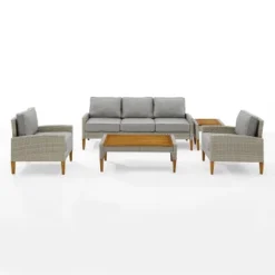 Capella 5pc Outdoor Wicker Sofa Set - Gray - Crosley -Deals Patio Elegance Store GUEST 0f2f1547 2c0e 4d23 beb3 f8e4a933cccc
