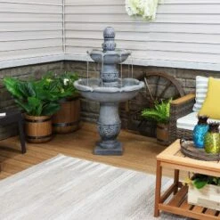 Sunnydaze Decor Sunnydaze 50"H Electric Fiberglass Reinforced Concrete 2-Tier French Garden Design Outdoor Water Fountain, Dusty Gray -Deals Patio Elegance Store GUEST 107a5dcc dbe1 4b3c b634 c42c5bb5b7e7