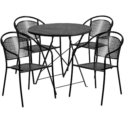 Flash Furniture Oia Commercial Grade 30" Round Indoor-Outdoor Steel Folding Patio Table Set With 4 Round Back Chairs 5 Flash Furniture Oia Commercial Grade 30" Round Indoor-Outdoor Steel Folding Patio Table Set With 4 Round Back Chairs - Image 5