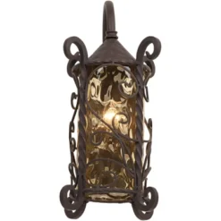 John Timberland Casa Seville Vintage Rustic Outdoor Wall Light Fixture Dark Walnut Scroll 18 1/2" Champagne Hammered Glass For Post Exterior Barn Deck -Deals Patio Elegance Store GUEST 1146f148 f742 42e6 9037 16c59e8a1cd6