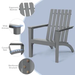 Costway 2PCS Patio Adirondack Chair Side Table Set Solid Wood Garden Deck Grey -Deals Patio Elegance Store GUEST 115c3e70 02fc 4800 88df 6dd83edd4d00