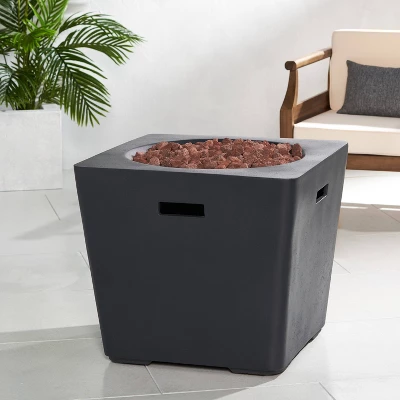 Elisson Outdoor 40000 BTU Light Weight Square Fire Pit Dark Gray - Christopher Knight Home 3 Elisson Outdoor 40000 BTU Light Weight Square Fire Pit Dark Gray - Christopher Knight Home - Image 3