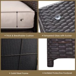 Tangkula 5PCS Outdoor Patio Furniture Set With 50,000 BTU Propane Fire Pit Table Patio Conversation Set W/ Cushions, Storage Box, Coffee Table Beige -Deals Patio Elegance Store GUEST 1264a1a4 fa43 4707 a829 e74012348e90