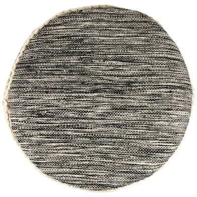 Northlight 18" Striped Cream And Black Outdoor Woven Pouf Ottoman 3 Northlight 18" Striped Cream And Black Outdoor Woven Pouf Ottoman - Image 3