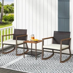Costway 3PCS Patio Rattan Rocking Chair Bistro Set Armrest Cushion Table With Storage Shelf 11 Costway 3PCS Patio Rattan Rocking Chair Bistro Set Armrest Cushion Table With Storage Shelf -Deals Patio Elegance Store GUEST 13481b40 a96d 4cbd a42d 34d8b9ff7c5f