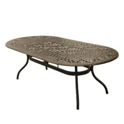 11pc Outdoor Dining Set With Rose Contemporary Modern & Ornate Mesh Lattice Aluminum 95" Oval Table - Bronze - Oakland Living