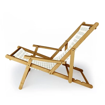 Little Arrow Design Co Block Print Tile Sage Folding Lounge Chair Green - Deny Designs 1 Little Arrow Design Co Block Print Tile Sage Folding Lounge Chair Green - Deny Designs